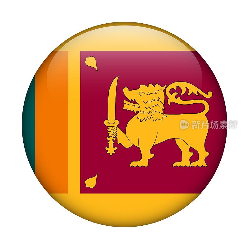 斯里兰卡国旗。矢量图标。用于web, app, ui的玻璃按钮。光滑的旗帜。